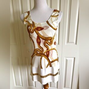 CLASS ROBERTO CAVALLI White/Gold Jersey Tank Top 6/42 NWT
